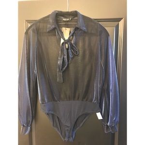 Navy blue sheer bodysuit